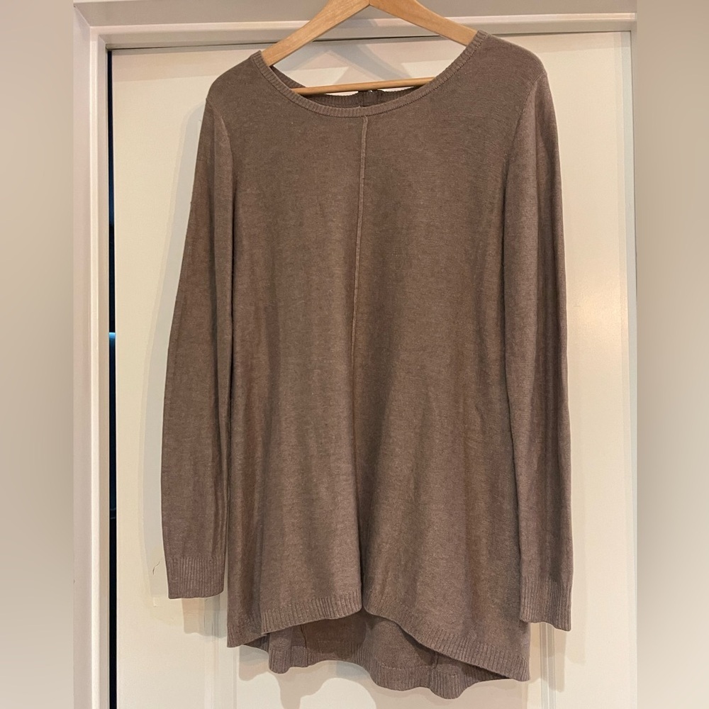Joan Vass Brown cashmere blend Tunic Top